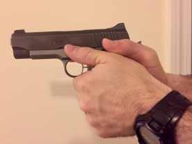 Thumb riding safety lever on a 1911...